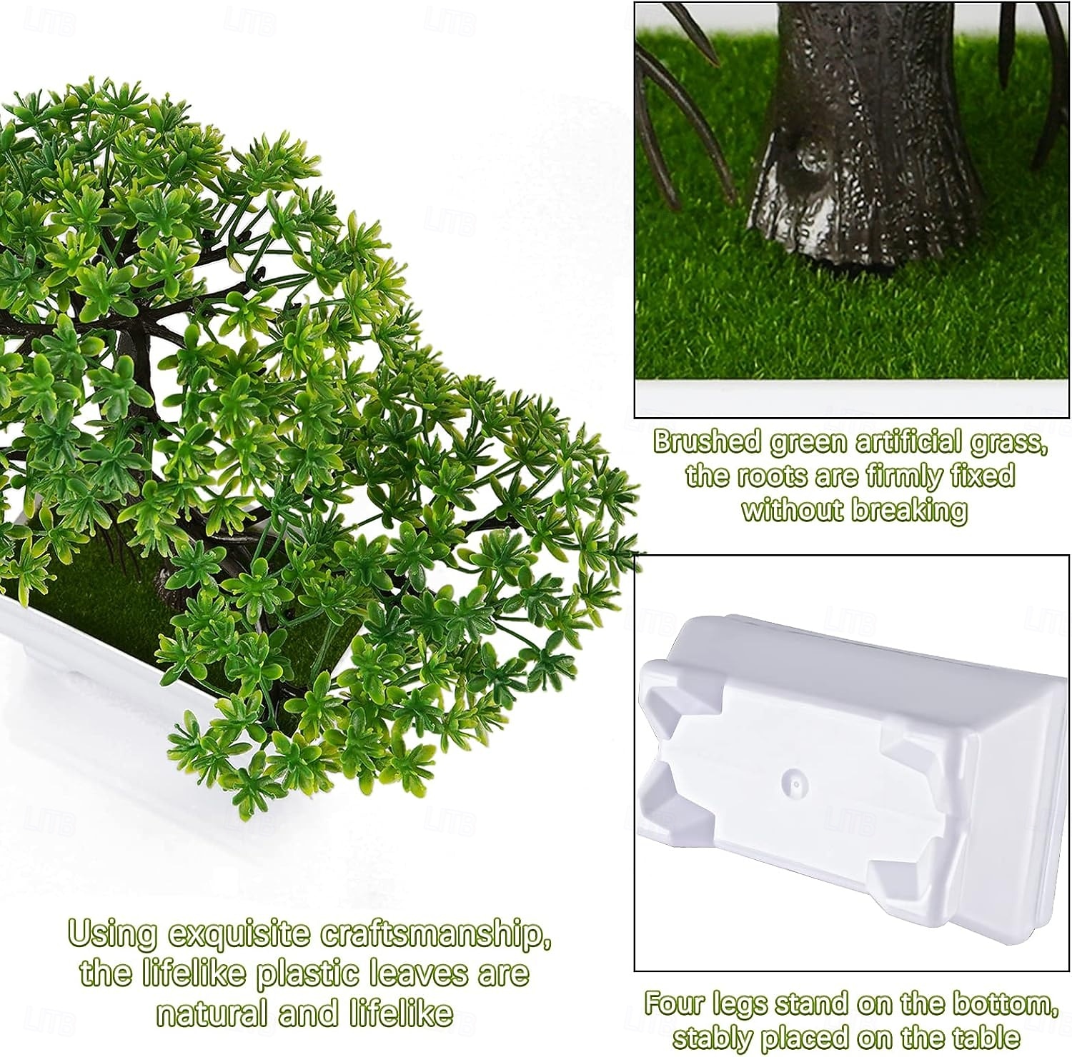 Mini-Bonsai-Bäume aus Kunststoff in Zementtöpfen, dreistämmige künstliche Kiefern-Bonsai, künstliche Topfpflanzen für die Dekoration von Wohnzimmer, Schreibtisch oder Homeoffice 2026 - $15.99 –P4