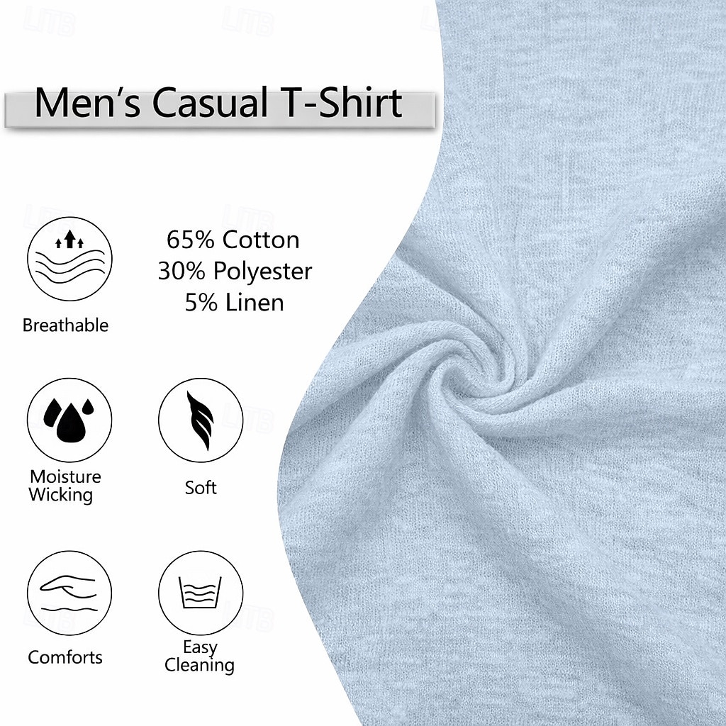 Муж. Футболка Футболка из льна Длинный рукав V-образный вырез Лето Весна Весна лето Сплошной цвет Полотняное плетение Повседневные На каждый день Уличный стиль Гладкая ткань 2026 - $20.99 –P1