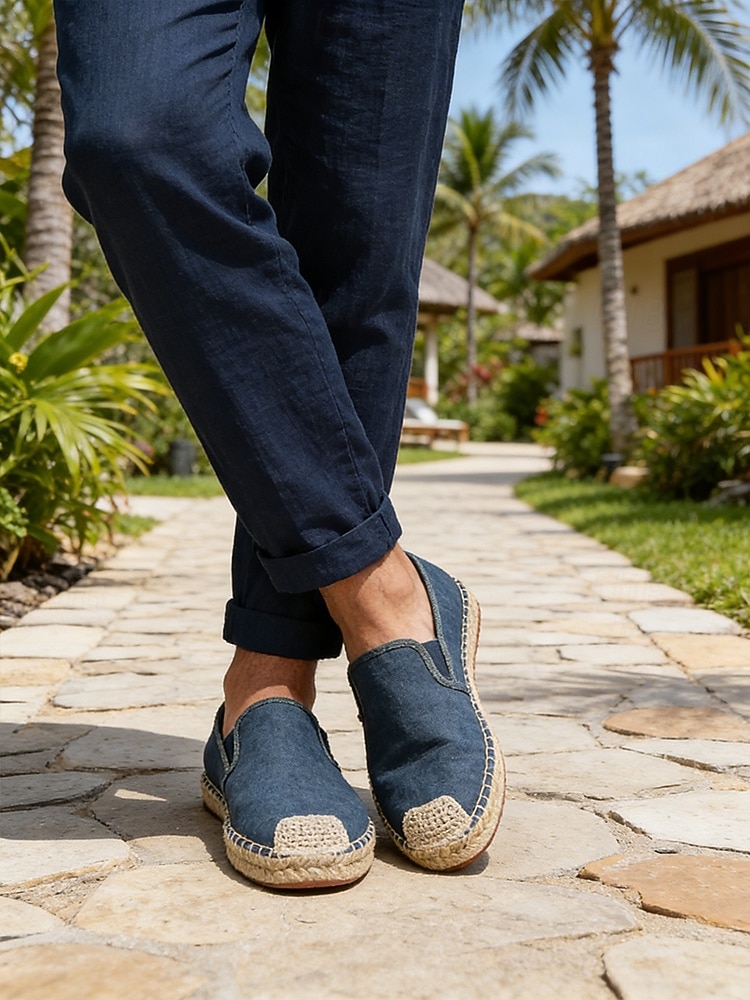 Blauwe instapschoenen voor heren, lichtgewicht en ademend, stijlvol espadrille-design voor buitenresorts, eilandvakanties en ontspannende reizen. 2026 - $46.99 –P3