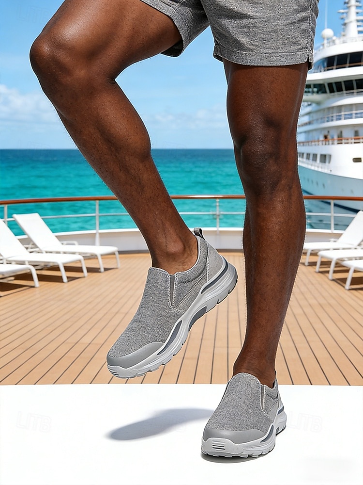 scarpe slip-on grigie da uomo, design leggero con tomaia morbida, suola ammortizzata, comfort elegante per l'uso sull'isola e in crociera, attività all'aperto del 2026 a $46.99 –P3