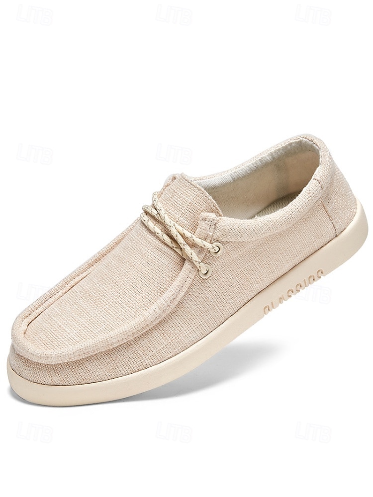 Miesten beigenväriset espadrille-slip-on-kengät, pehmeä kangaspäällinen, rento mukavuuspohja, rento ulkoilutyyli lomalle, kävelyyn ja matkustamiseen 2026 - $34.99 –P13