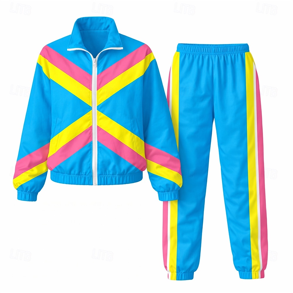 Hippie Anos 80 Estilo de rua Calças Roupa Jaqueta Manga Comprida Discoteca Geométrica Fantasia Unisexo Fantasia de Carnaval Baile de Máscaras Casual Dia a Dia Festas & Noite Adulto Blusa Calças de 2026 por $51.99 –P2