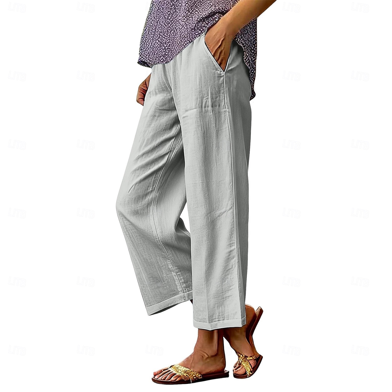 Per donna Gamba larga Pantaloni Pantaloni casual Vacanza Moda Streetwear Lunghezza intera Vita Alta Semplice Tasca Elastico in vita Confortevole Traspirante Inelastico Quotidiano Vacanza Streetwear del 2026 a $10.49 –P7