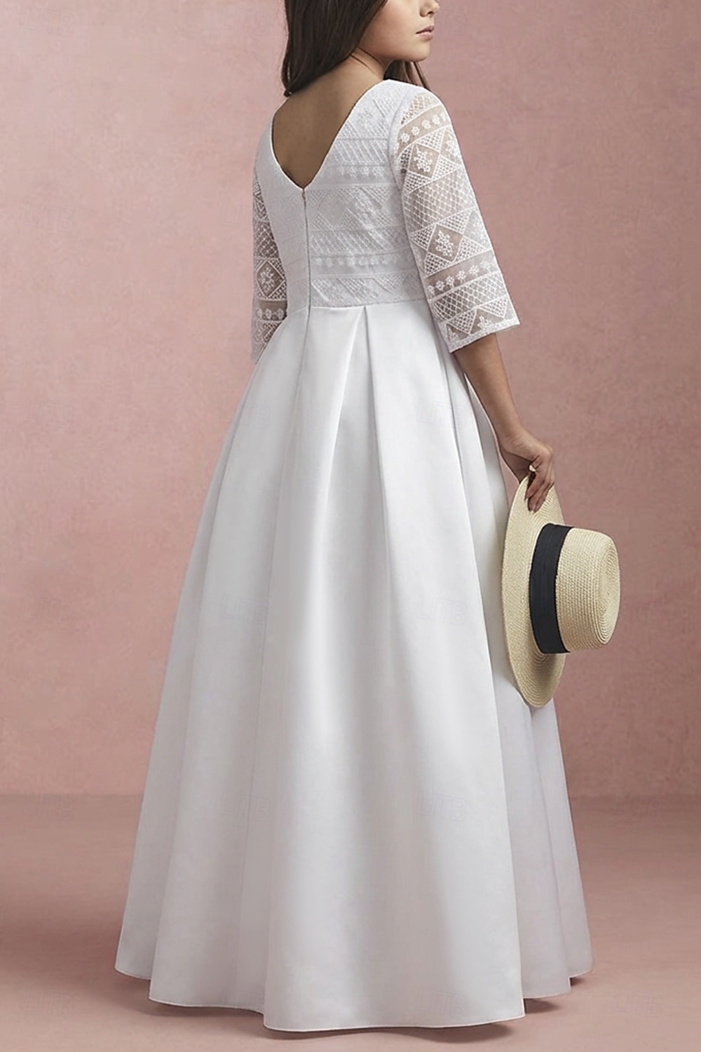 Robe de demoiselle d'honneur longueur sol en A Première Communion Robe de bal mignonne satin avec perles élégante ajustement 3-16 ans de 2026 ? $83.99 –P2