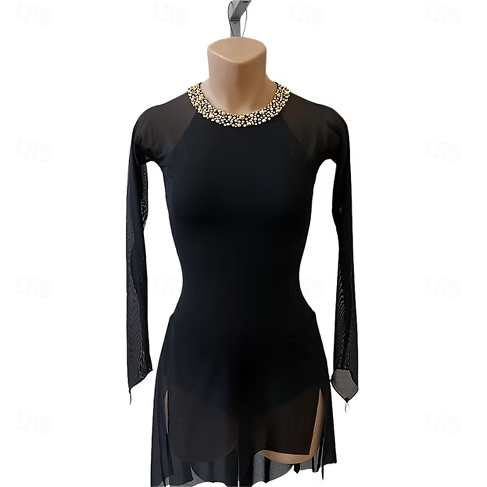 Abito da pattinaggio artistico Per donna Pattinaggio sul ghiaccio Vestito Nero Rosa Patchwork Schiena aperta Elasticizzato Allenamento Competizione Vestiti da pattinaggio sul ghiaccio Classico del 2026 a $258.99 –P2