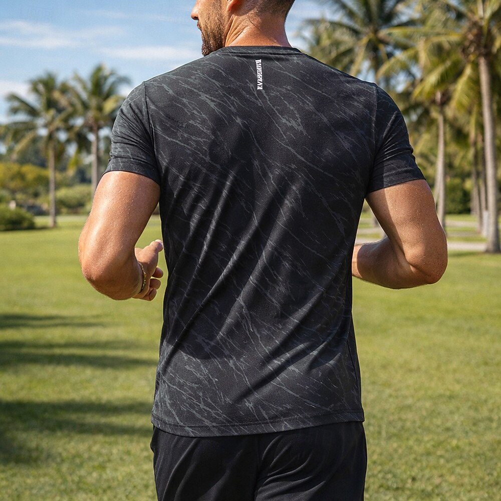 Voor heren Grafisch Marmeren afdrukken Hardloopshirt Compressieshirt Atletisch shirt Sporttop Zomer Korte mouw Sneldrogend Vochtregelerend Ademend Sportschooltraining Wandelen Joggen blauw Zwart Wit 2026 - $18.99 –P2