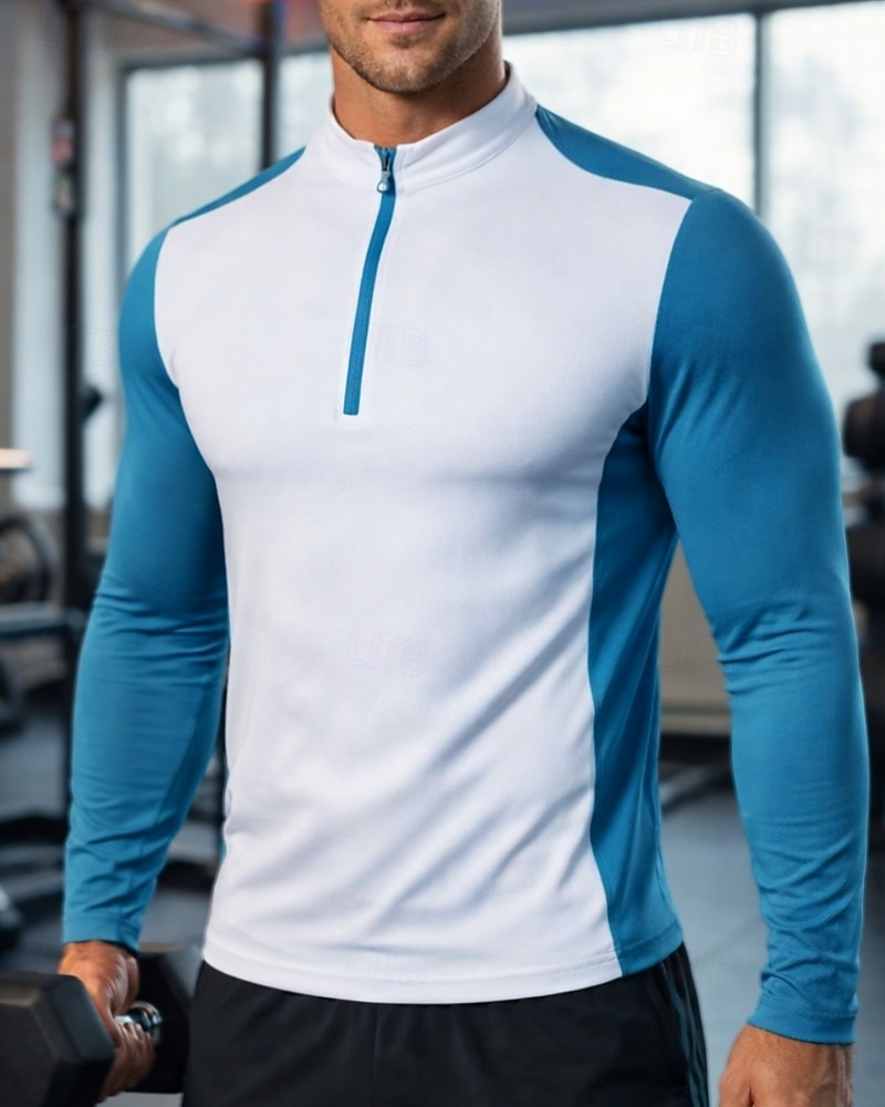 Per uomo Blocco di colori T-shirt da corsa Maglia a compressione Maglia atletica Maglia da corsa Sport in alto Primavera Autunno Patchwork Blocco di colore Cerniera a un quarto Manica Lunga del 2026 a $23.99 –P5