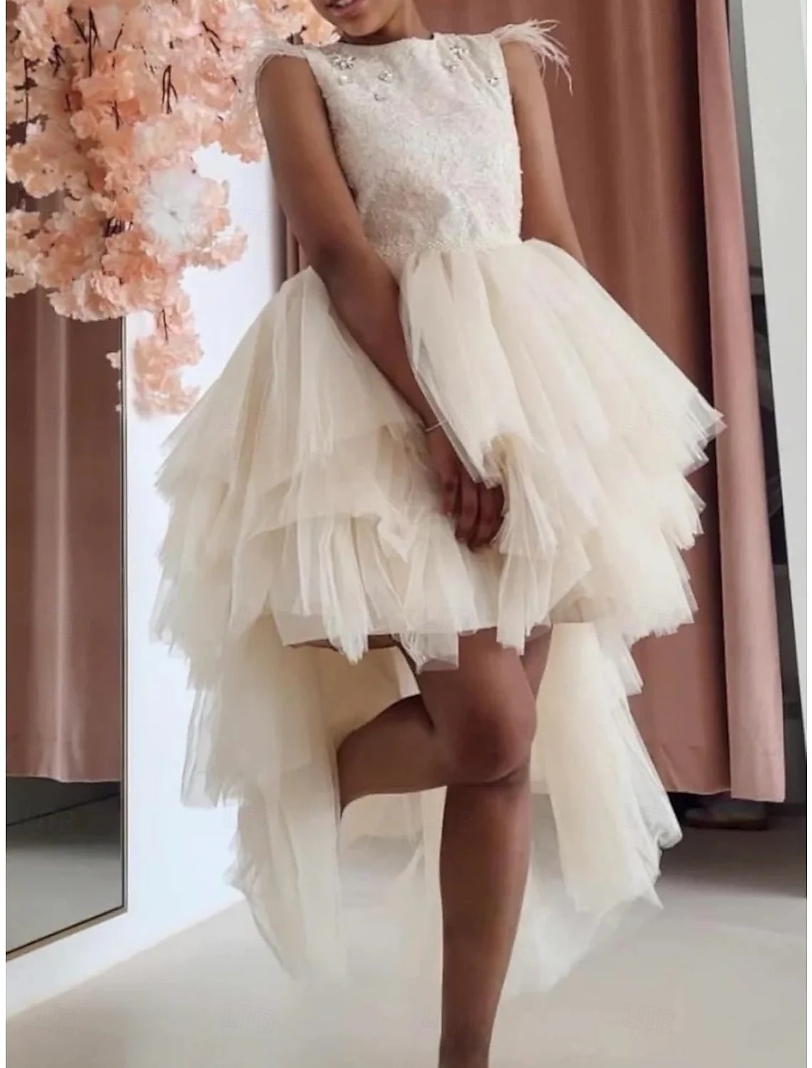 Princess Short Mini Flower Girl Dress First Communion Girls Cute Prom Dress Satin with Beading Elegant Fit 3-16 Years 2026 - $126.99 –P1