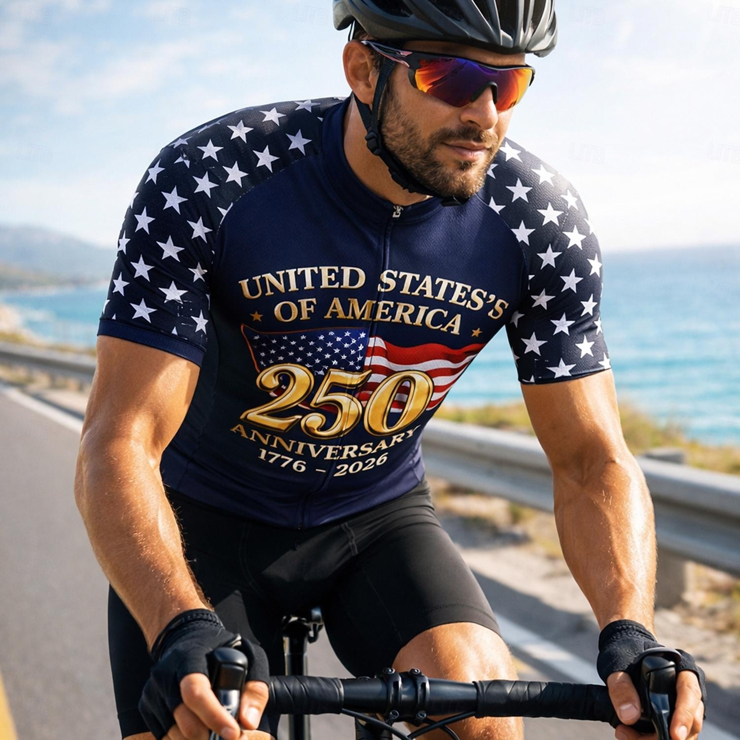 America's 250th Anniversary Independence Day American National Day Men Cycling Jersey American US Flag Flag / National flag Short Sleeve Bike Jersey Top with 3 Rear Pockets UV Resistant Quick Dry 2026 - $30.99 –P2