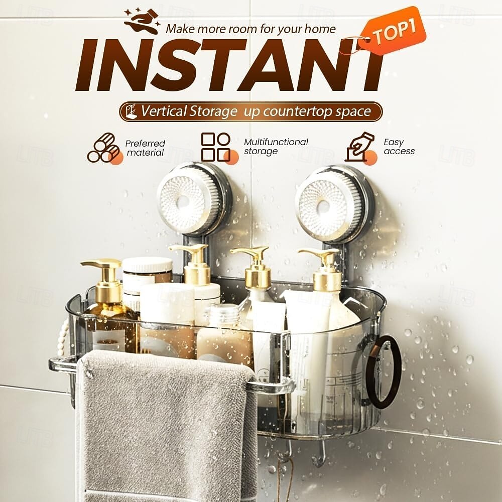 2026年 ドリル不要の浴室用吸盤収納ボックス、2026アップグレード取り外し可能な浴室用吊り下げ式吸盤収納ボックス、家庭用波形吸盤収納ホルダー、浴室用シャワーキャディ  コレクション – $16.99 –P8