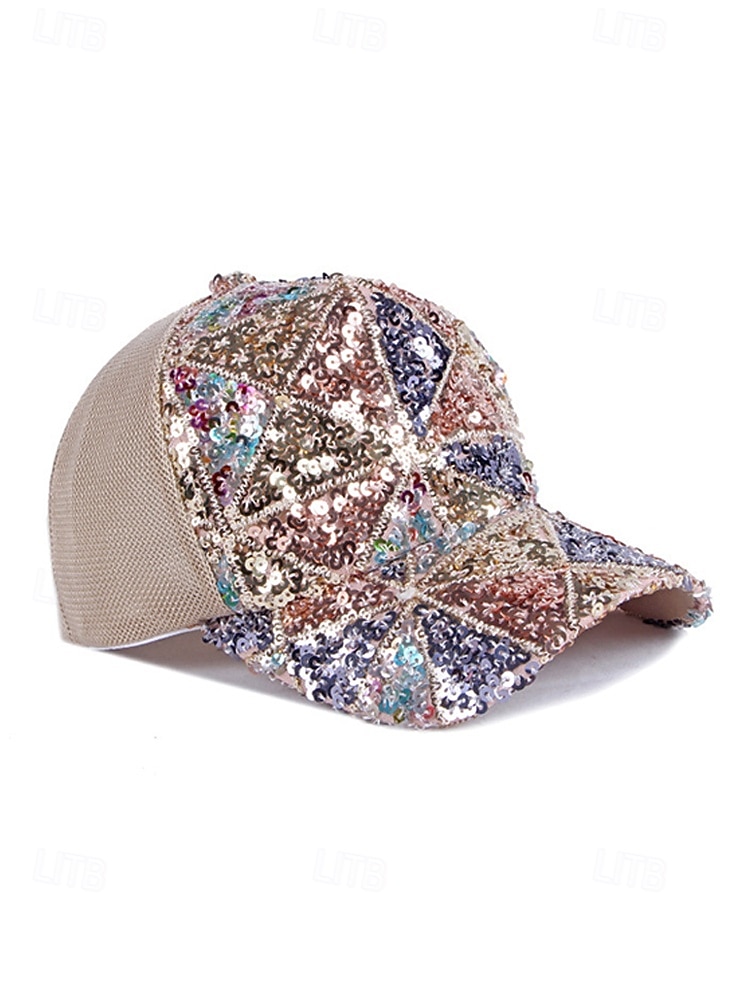 Boné feminino multicolorido estilo boho com lantejoulas, poliéster respirável, perfeito para férias e uso casual no dia a dia. de 2026 por $11.99 –P8