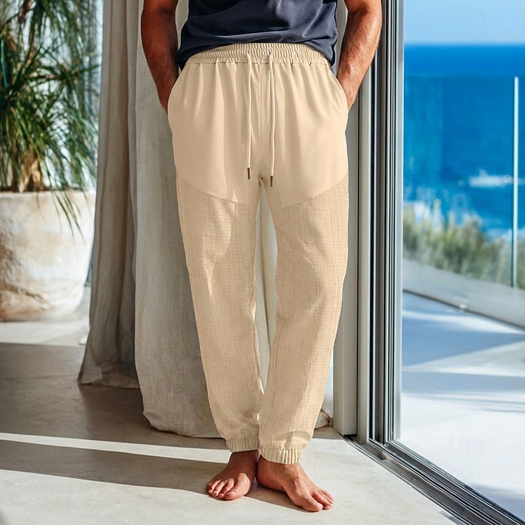 Per uomo Pantaloni di Lino Pantaloni Estivi Coulisse Elastico in vita Polsino elastico Semplice Comodità Traspirante Lunghezza intera Casuale Quotidiano All'aperto Vacanza Moda Blu Nero Elasticizzato del 2026 a $21.99 –P9