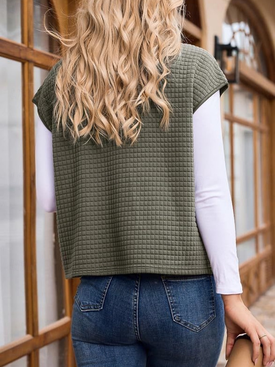 Women's Casual Jacket Comfortable Breathable Zipper Pocket Buttons Casual Plain Casual Vacation Street Daily Wear Zipper Regular Turndown Regular Fit Short Sleeves Outerwear Black White Brown Spring 2026 - QAR 109.79 –P8