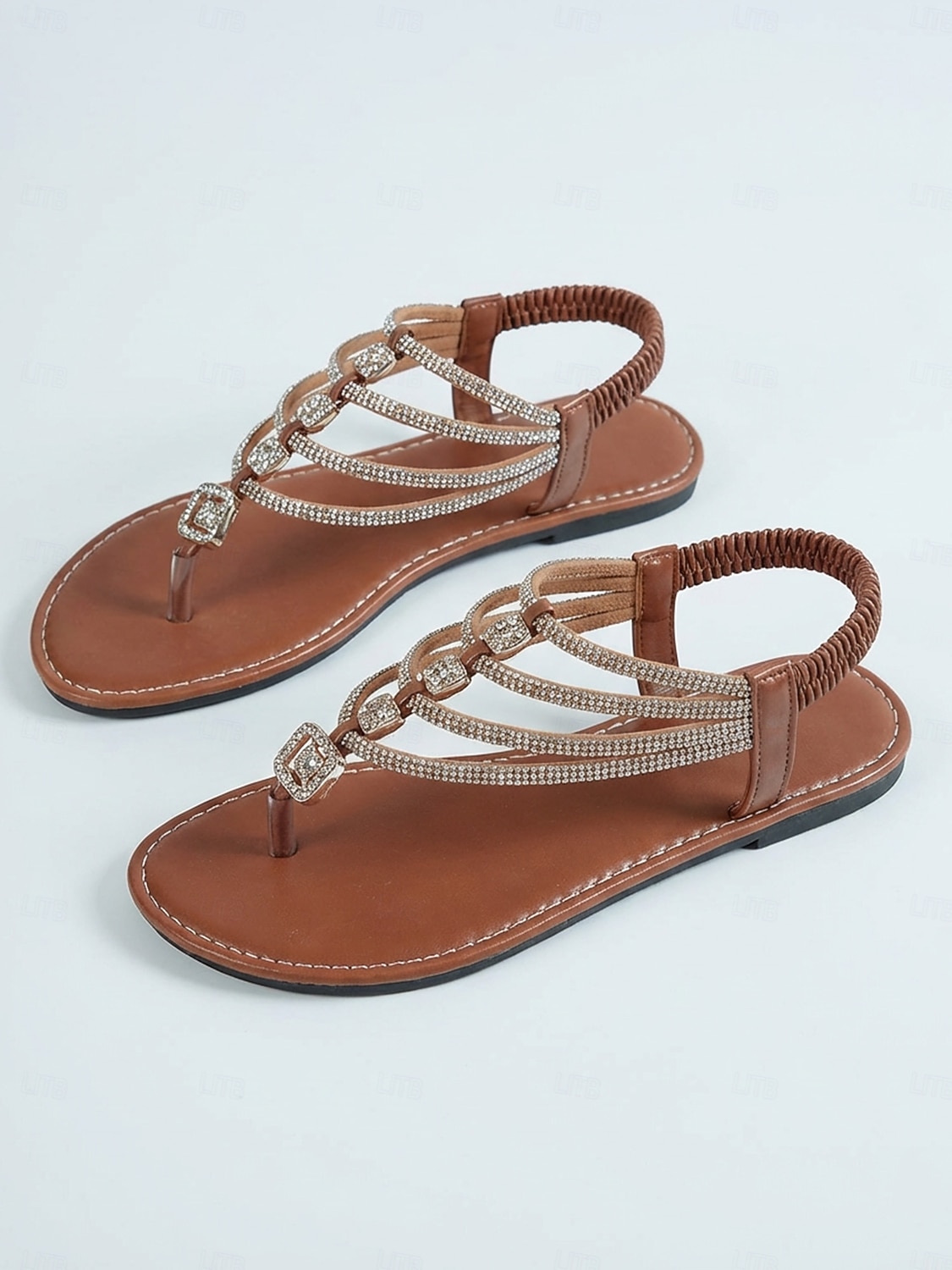 Sandales plates noires à brides strass pour femmes – sandales gladiateur scintillantes idéales pour les vacances sur les îles, les croisières et les séjours en station balnéaire tropicale. de 2026 ? $19.99 –P2