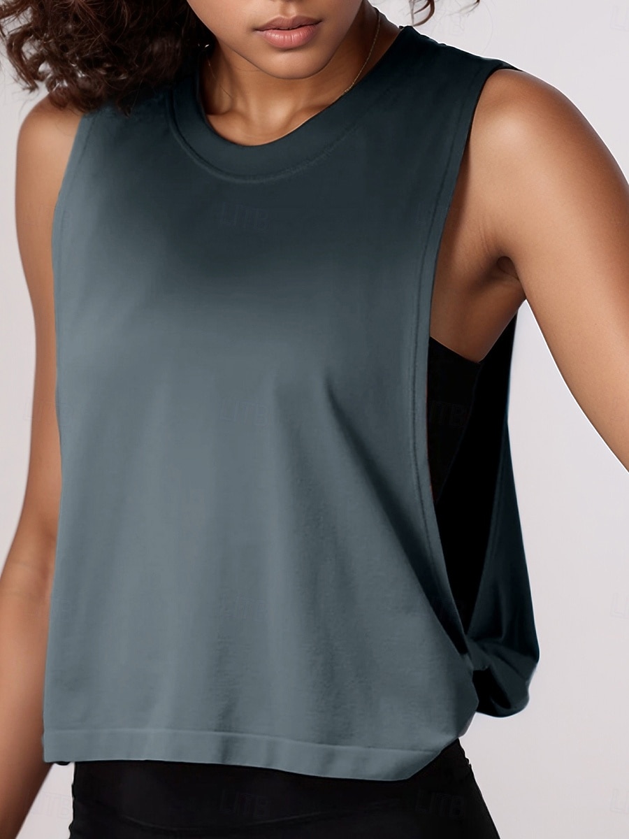Dames Blouse Uitgesneden Effen Actief Casual Mouwloos Strakke ronde hals Normale tops Dagelijks Feestdagen Uitgaan blauw Zwart Wit Oranje Zomer Lente 2026 - $15.99 –P13