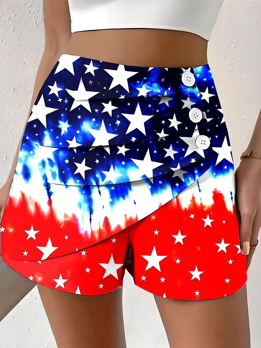 Жен. Чино Шорты Отпуск Винтаж Этнический стиль Короткие ЗавышеннаяPantsДень независимости Америки Графика Флаг Плиссировка Многослойный Комфорт Неэластичная Повседневные на открытом воздухе Отпуск 2026 - $19.99 –P1