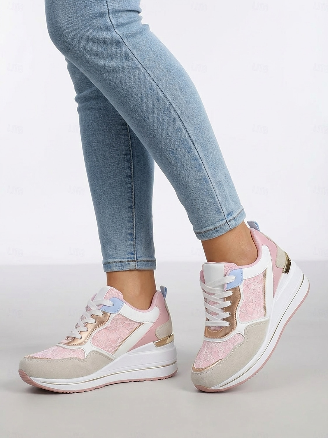 Teniși roz cu platformă pentru femei - pantofi sport casual cu talpă amortizată, pantofi sport la modă cu șireturi pentru femei, pentru purtare zilnică, plimbări, călătorii, cumpărături și activități casual în aer liber 2026 - $46.99 –P3