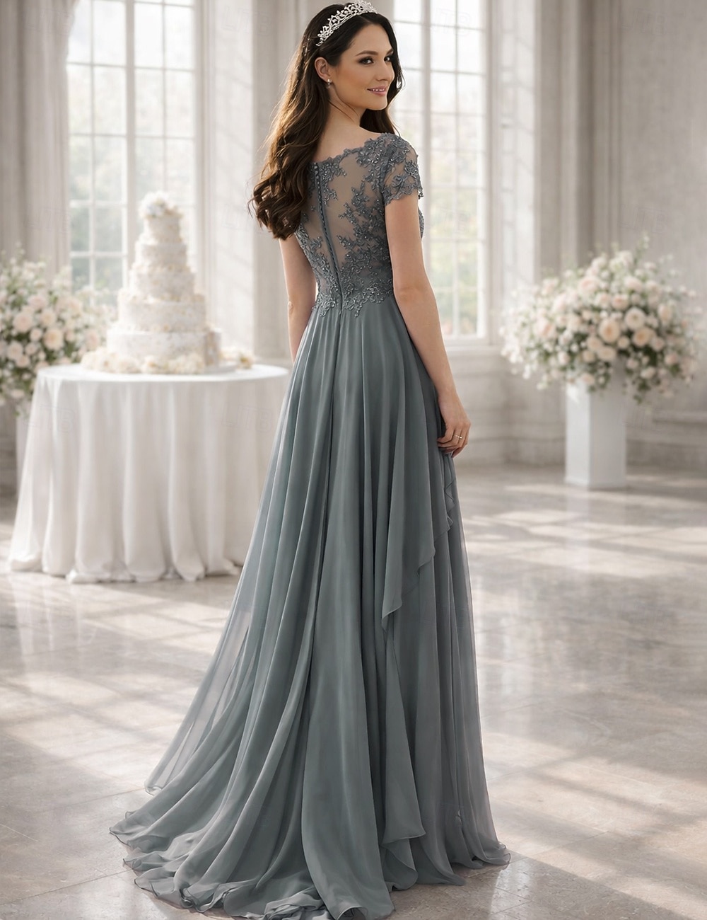 А-силуэт В пол Свадебное платье для гостей Вечернее платье Платье для матери невесты С короткими рукавами V-образный вырез Элегантный стиль Простой 2026 - $146.99 –P2