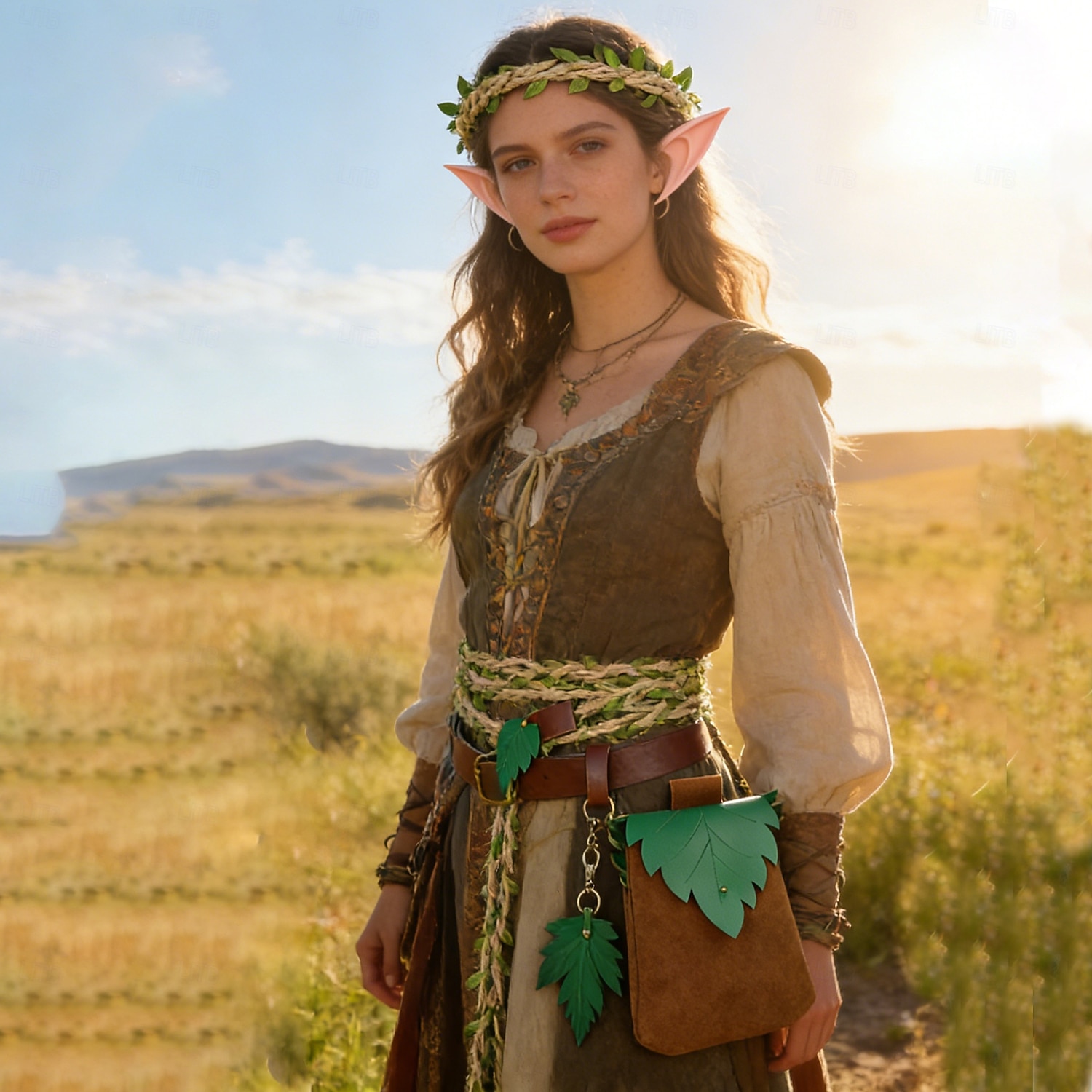 Middeleeuws Renaissance Fancy kostuum Accessoires Elf Fee Kostuum Dames Fantasie Halloween Carnaval Prestatie LARP Ren Faire Volwassenen Helm Riem Tas 2026 - $22.99 –P7