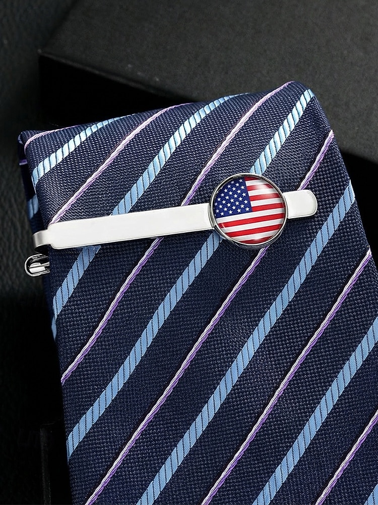 Az Egyesült Államok 250. évfordulós férfi nemzeti zászlós nyakkendőcsipesz - prémium ötvözetből készült hazafias nyakkendőcsipesz az USA az Egyesült Királyság Németország és több ország zászlóival - 2026 - $7.99 –P3