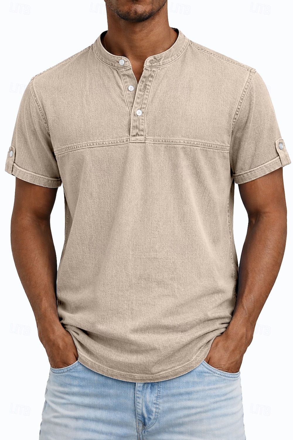 Pánské Tričko Henley Košile ze 100% bavlny Krátký rukáv Bez vzoru Retro Na běžné nošení Retro styl Barvení oděvů Vyprané Henley Ležérní Jaro léto Léto Jaro Fialová Tričko Henley 2026 - $31.99 –P3