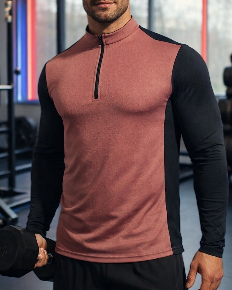 Per uomo Blocco di colori T-shirt da corsa Maglia a compressione Maglia atletica Maglia da corsa Sport in alto Primavera Autunno Patchwork Blocco di colore Cerniera a un quarto Manica Lunga del 2026 a $23.99 –P4