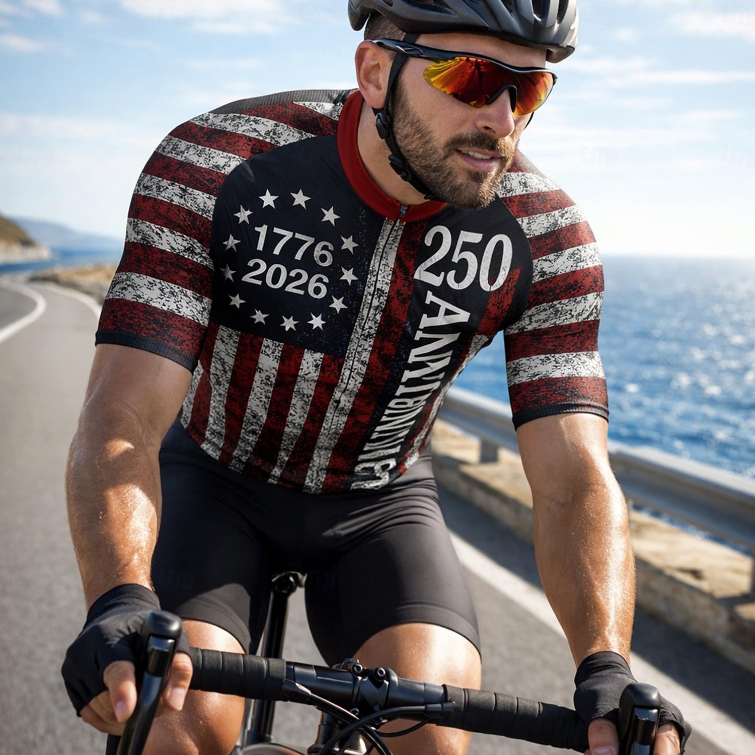 250 aniversario de Estados Unidos Día de la Independencia Día Nacional Americano Hombre Maillot de Ciclismo Bandera estadounidense de los Estados Unidos Bandera / bandera nacional Manga Corta 2026 - $13.49 –P2