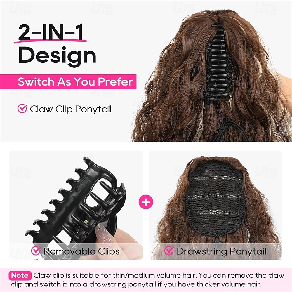 Ponytail Extension 30" Long Claw Clip Ponytail Extension Curly Wavy Pony Tails Hair Extensions Clip in Synthetic Hairpiece for Women, Chocolate Brown with Highlights 30 Inch 2026 - $22.99 –P3