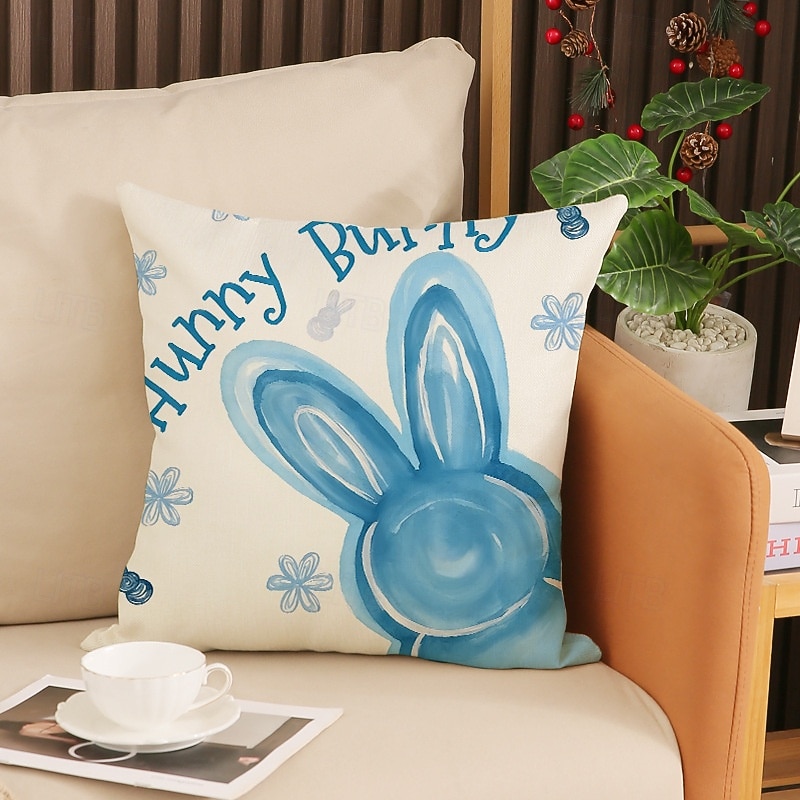 Set of 4 Cute Bunny Print Easter Pillow Covers Linen Spring Decorative Cushion Covers for Sofa Couch 2026 - $17.99 –P3