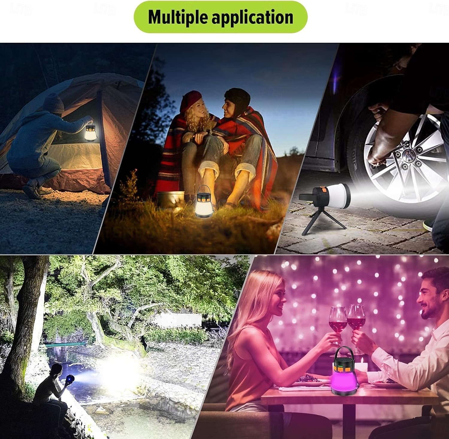 פנס קמפינג לד, פנס קמפינג נטען 1500 לומן עם טעינת פאנל סולארי, עמיד למים, 8 מצבי תאורה, סוללת גיבוי 7500mah, פנס קמפינג לחירום הוריקן, טיולים רגליים, חוץ 2026 - $59.99 –P6