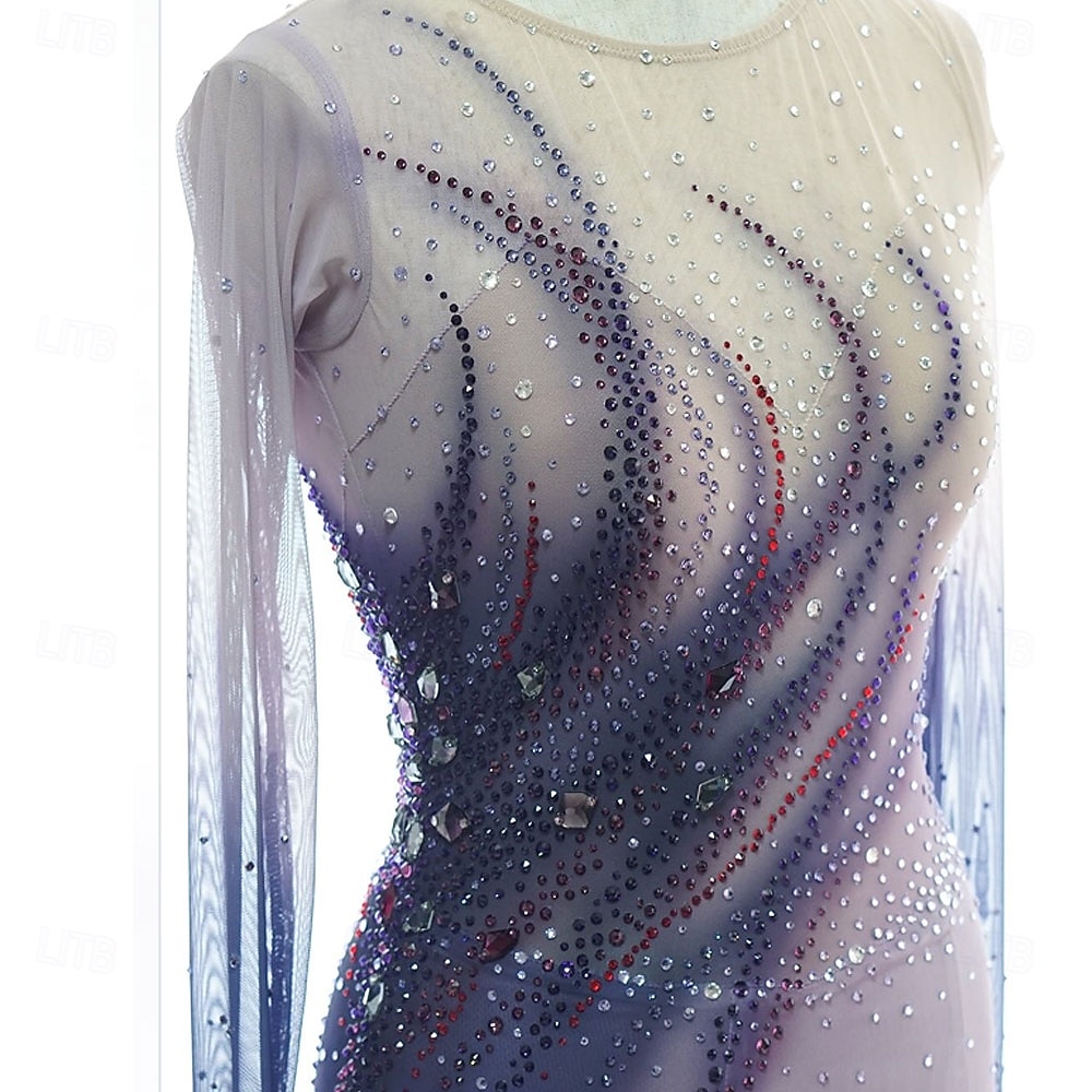 Abito da pattinaggio artistico Per donna Pattinaggio sul ghiaccio Vestito Viola scuro Patchwork Foro per il pollice Alta elasticità Allenamento Competizione Vestiti da pattinaggio sul ghiaccio del 2026 a $331.19 –P3