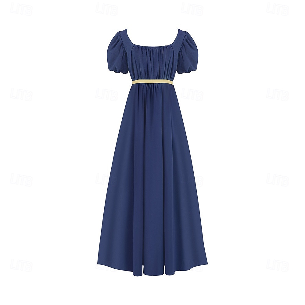 19. Jahrhundert Regency-Zeit Knöchellänge Kleid Kurze Ärmel Prinzessin Dame Edelfrau Einfarbig Quadrathals Kostüm Damen königlich Halloween Karneval Teegesellschaft LARP Renaissance-Messe Erwachsene 2026 - $58.99 –P6