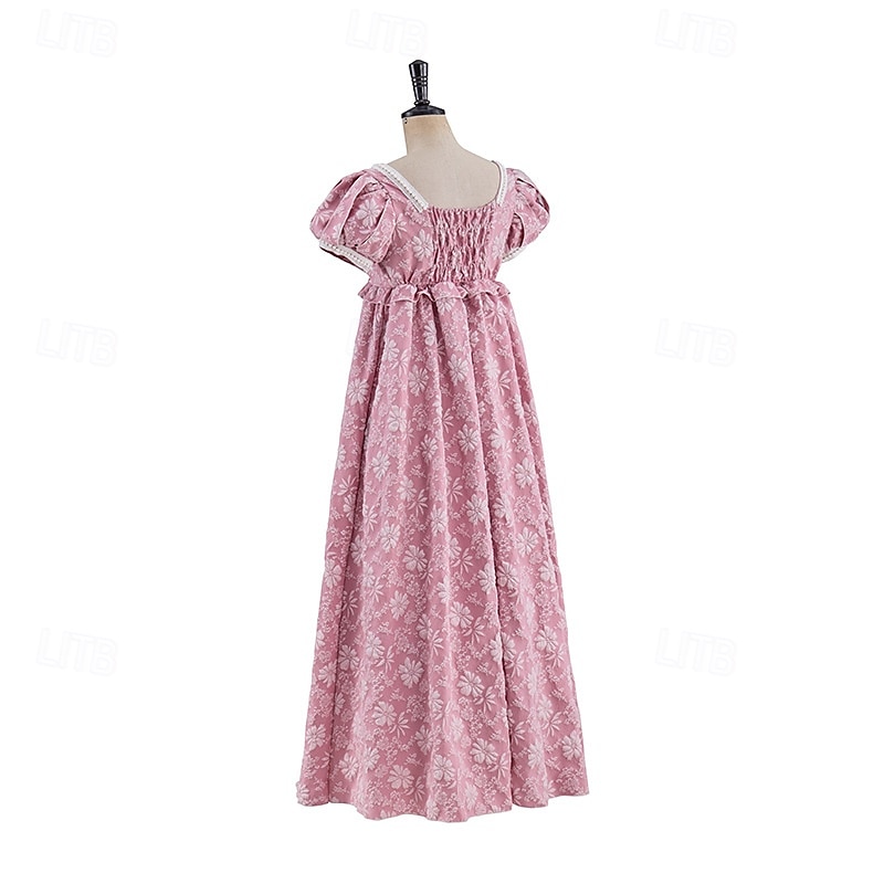 Retro Vintage Mittelalterlich Renaissance Bodenlang Kleid Ballkleid Kleid im Regency-Stil Puffärmel / Ballon Jacquard Blumen Kostüm Damen Halloween Karneval Abschlussball Hochzeit Maskerade Erwachsene 2026 - $55.99 –P5