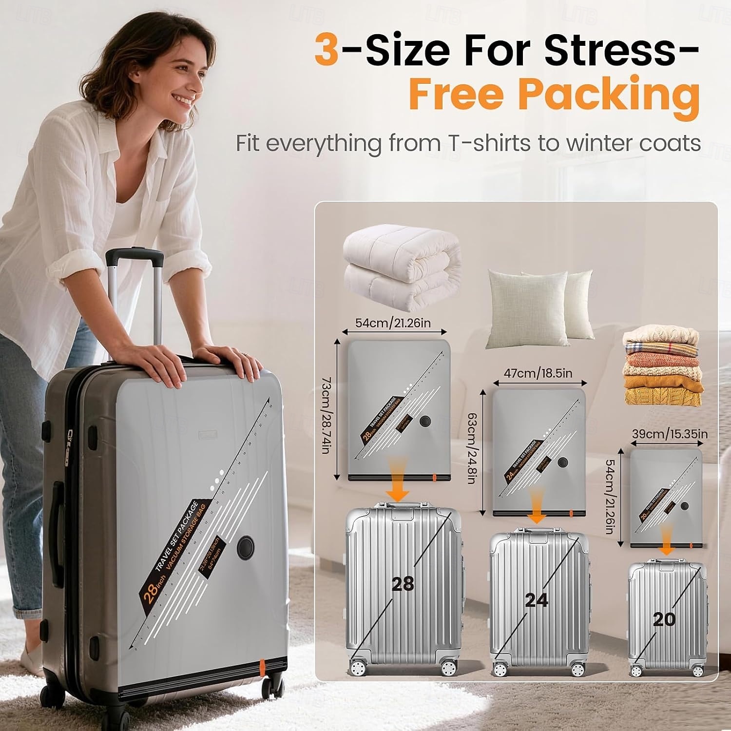 Ensemble de sacs de rangement sous vide sans fil avec pompe électrique rechargeable, sacs de compression gain de place pour vêtements, bagages et valises. &stockage à domicile de 2026 ? $38.99 –P1