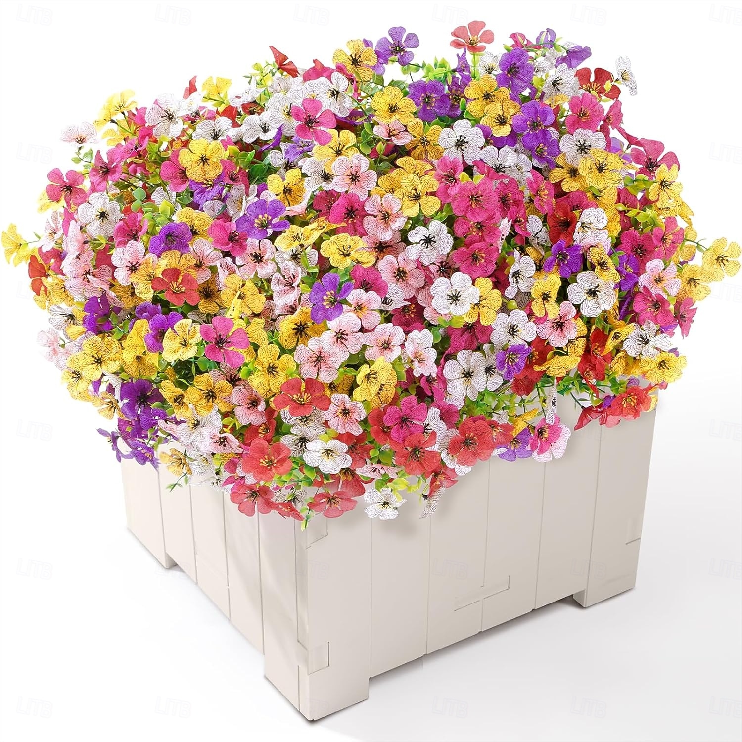 24 de pachete de flori artificiale pentru interior și exterior, flori artificiale din plastic mixte, 6 culori, margarete cu frunze de eucalipt pentru decor de grădină, verandă, jardinieră 2026 - $39.99 –P1
