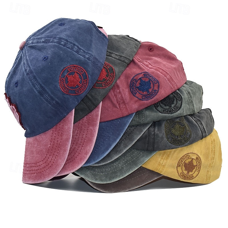 Vintage Canada Baseball Cap Maple Leaf Embroidered  Distressed Retro Dad Hat, Adjustable Cotton Outdoor Snapback Trucker Style, Unisex Casual Streetwear 2026 - $15.99 –P1