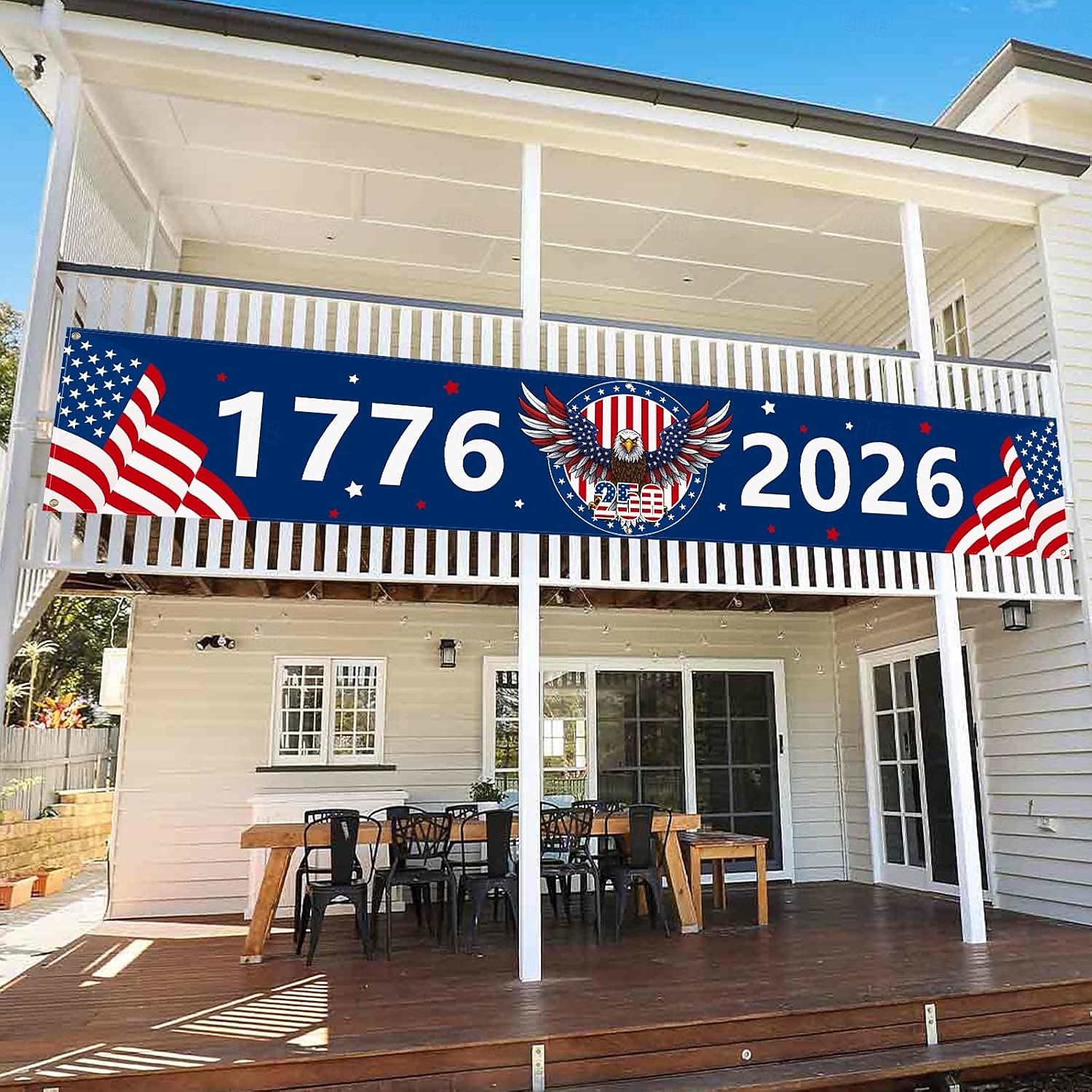 Баннер к 250-летию США (1776-2026), флаг США с орлом, патриотические товары для вечеринок на открытом воздухе и в помещении, для двора, сада, крыльца, газона. 2026 - $21.99 –P3