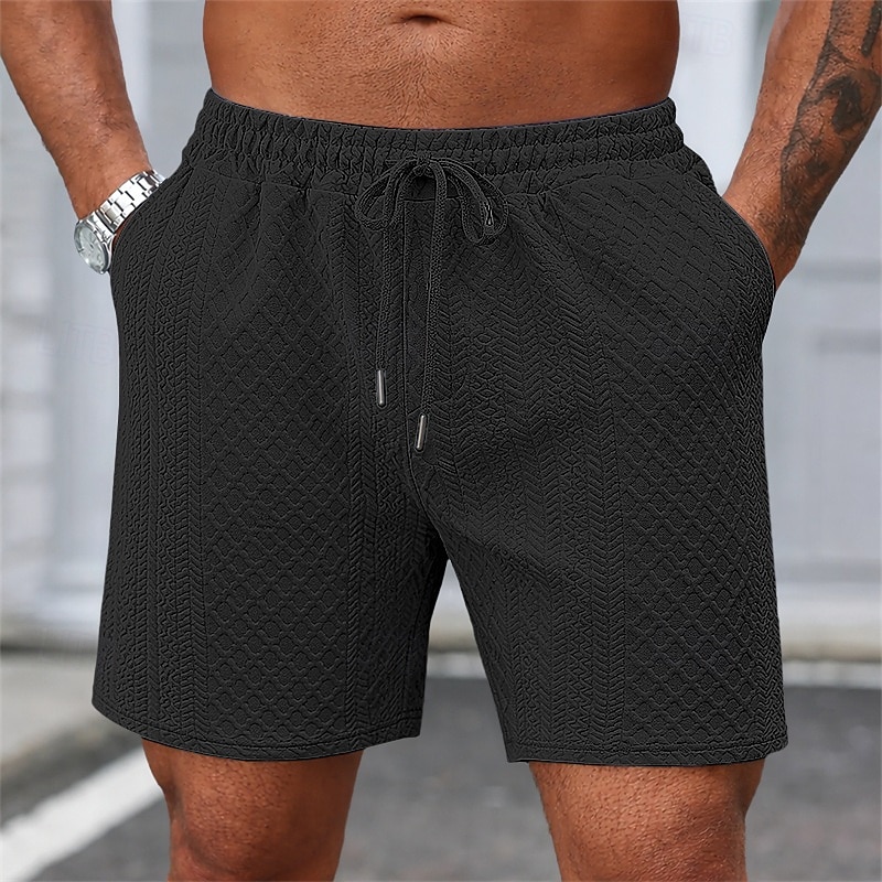 Per uomo Shorts Pantaloncini casual Jacquard Testurizzato Semplice Comodità Traspirante Lunghezza al ginocchio Casuale All'aperto Spiaggia Vacanza Moda Blu marino Grigio chiaro Micro-elastico del 2026 a $18.99 –P8