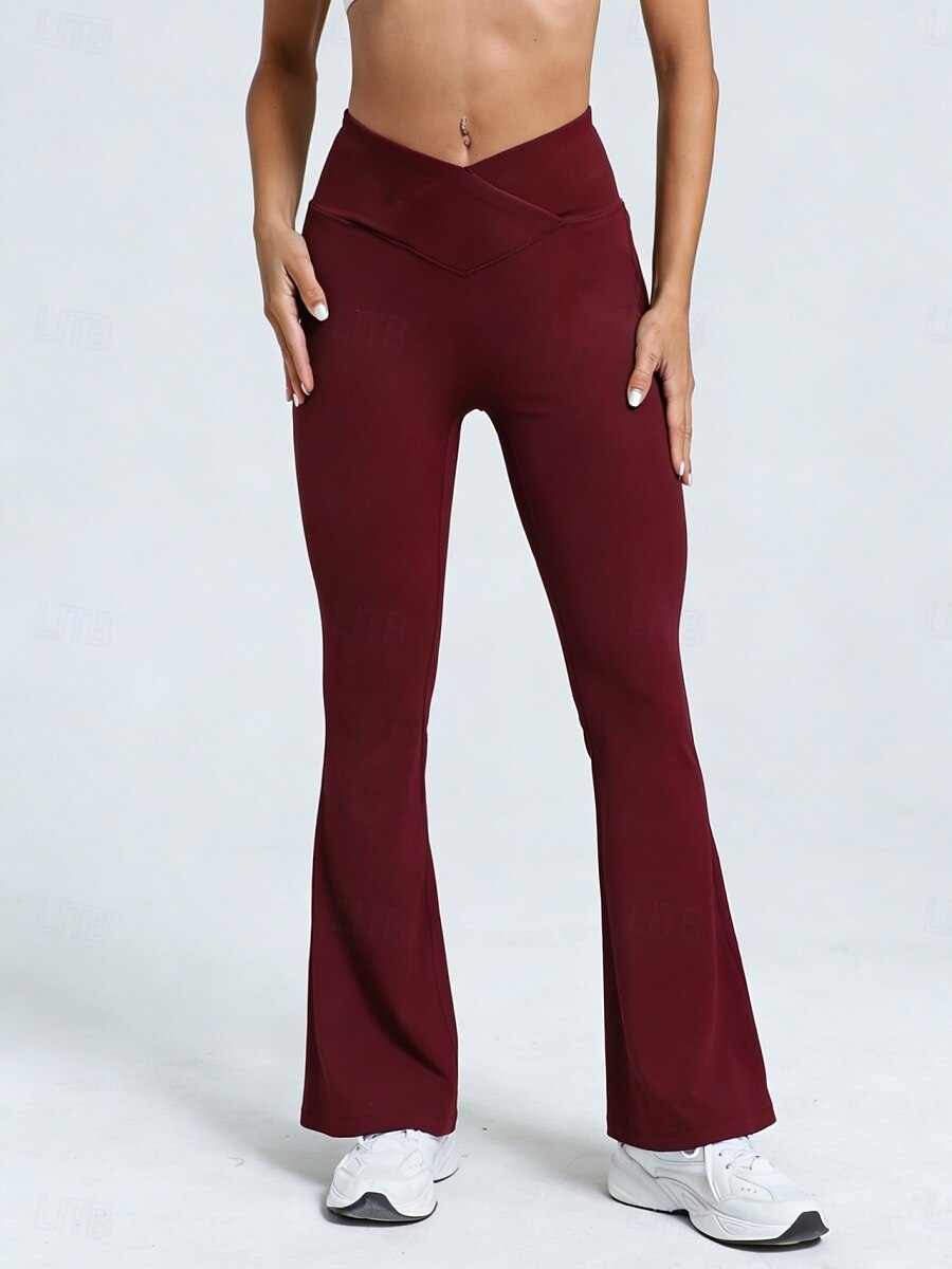 Femmes Pantalons Pantalon à pattes d'éléphant Pantalon décontracté Mode Streetwear Basique Longueur complète Taille haute Uni Avec Poches Taille Élastique Confort Haute Élasticité Quotidien Salle de de 2026 ? $16.99 –P4