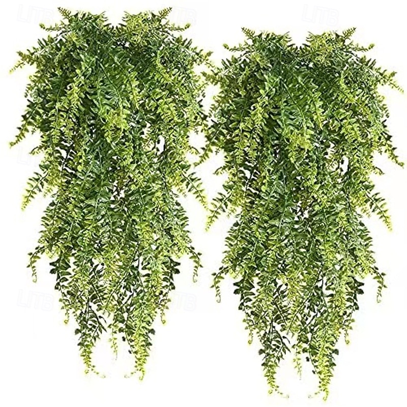 4 kusy umělých závěsných rostlin z bostonské révy, umělé kapradiny, břečťanu, umělé vinné listy, ratan, pro venkovní a vnitřní dekoraci, závěsné košíky, svatební hostiny, girlandy, dekorace 2026 - $24.99 –P1