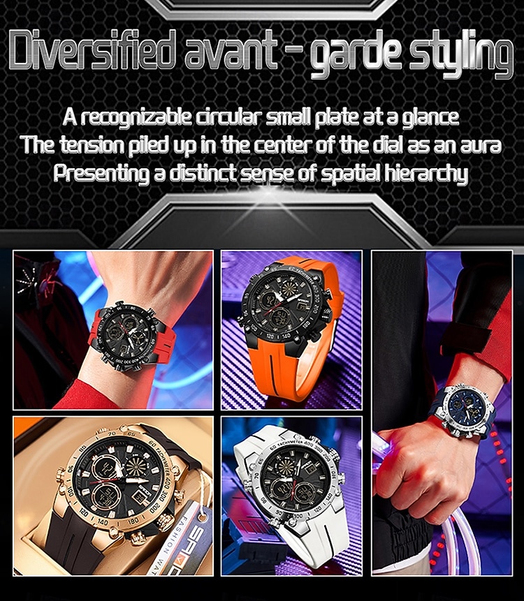 SANDA גברים שעון דיגיטלי מינימליסטי רטרו וינטג ' פאר ספורטיבי זורח שעון עצר Alarm Clock ספירה לאחור ג'ל סיליקון שעון 2026 - $38.99 –P2