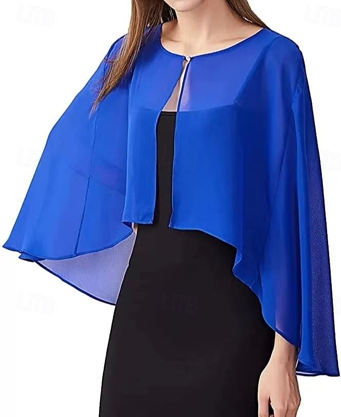 Women's Wrap Mother's Wraps Bridal's Wraps Wedding Guest 's Wraps Cape Elegant Ladies Formal Style Sleeveless Chiffon Wedding Wraps With Pure Color For Daily Summer 2026 - $22.99 –P4