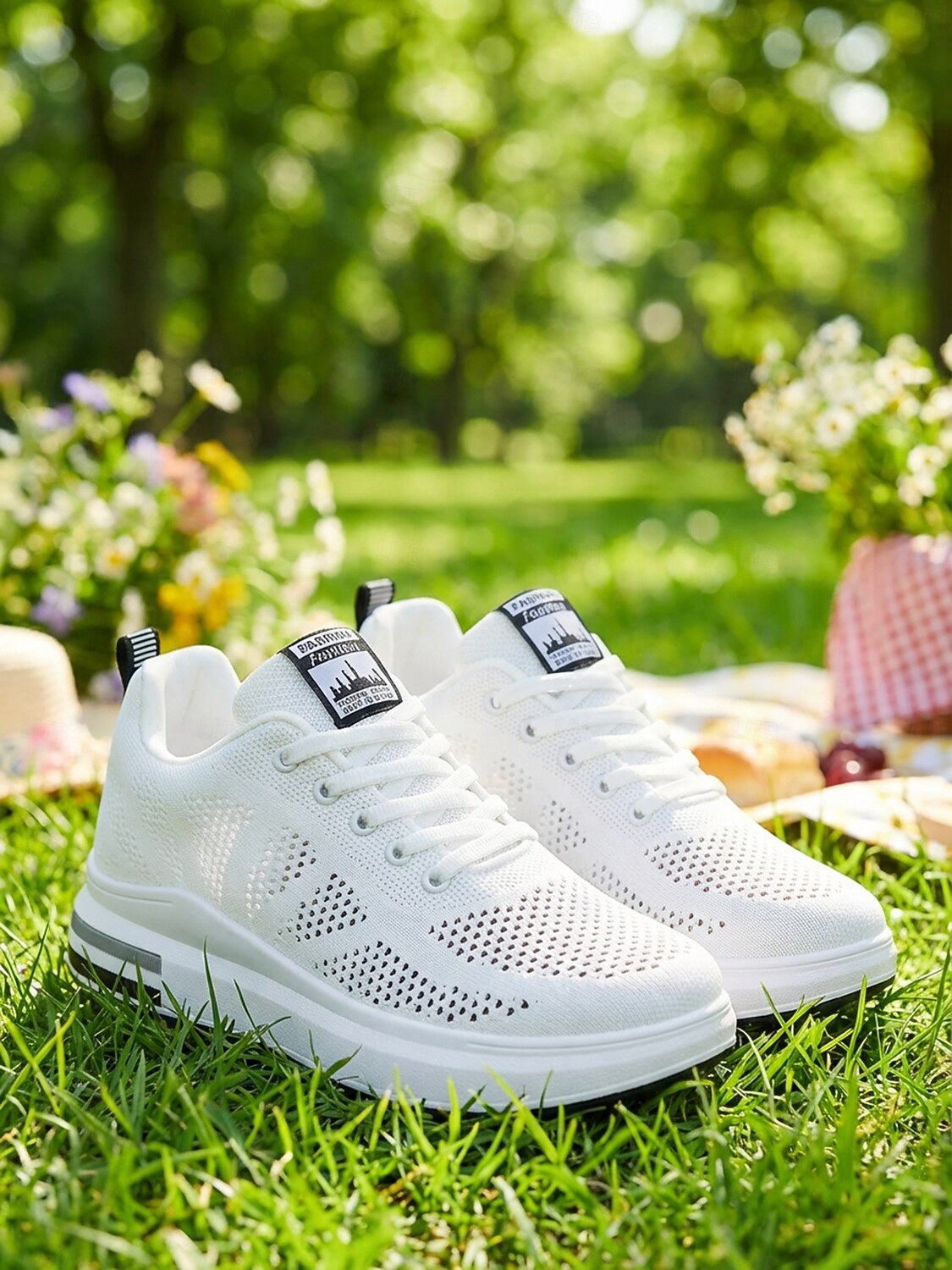 Белые женские дышащие кроссовки на платформе Flyknit — легкие, амортизирующие кроссовки для ходьбы, современная повседневная мода для бега, путешествий, работы, спортзала, шопинга. &повседневная 2026 - $34.99 –P6