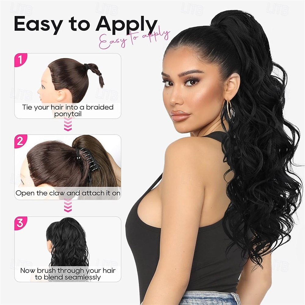 Ponytail Extension, 18" Claw Clip Ponytail Extension Wavy Ponytails Hair Extensions Jaw Clip on Pony Tails Natural Synthetic Hairpiece for Women Daily, Dark Ash Blonde with Golden Ends 18 Inch 2026 - $22.99 –P2