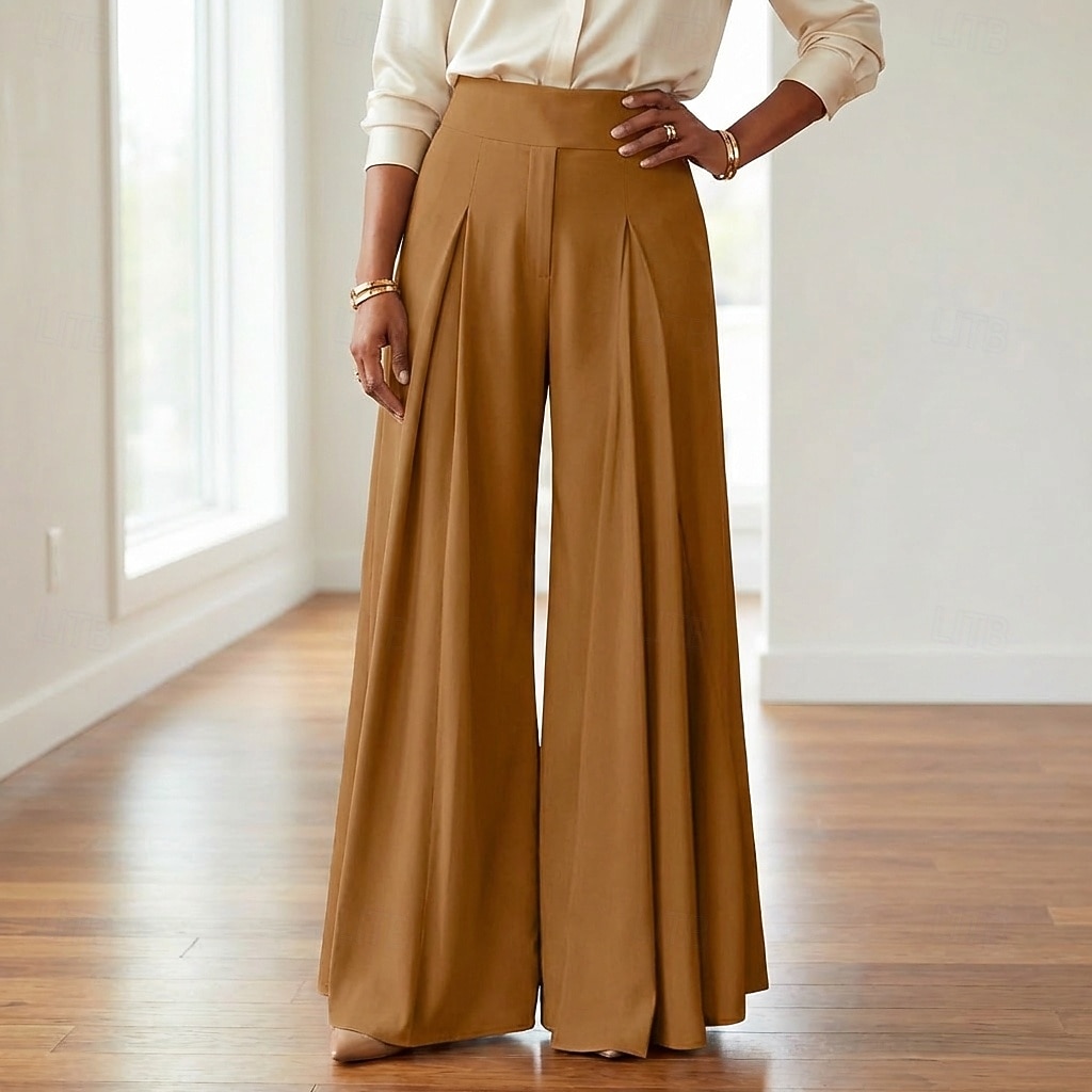 Damskie Spodnie szerokie nogawki Spodnie Moda Moda miejska Pełna długość Wysoka talia Równina Kieszeń Ruched Butt Lifting Wysokie cięcie Komfort Oddychalność Miękka Średnio elastyczny Urlop Ulica 2026 - $22.99 –P7