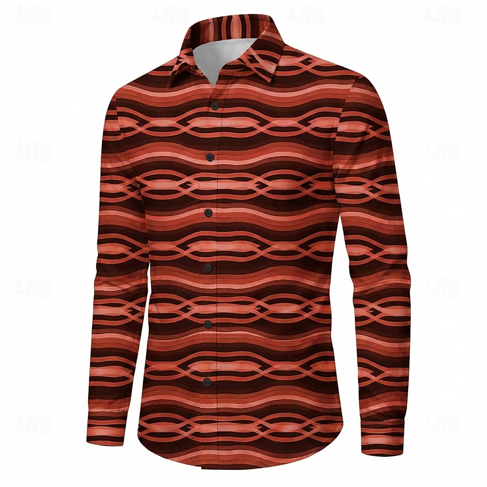 Retro Vintage 1970s Shirt Aloha Shirt Long Sleeves Hippie Geometric Fancy Dress Men's Masquerade Music Festival Party Daily Wear Adults' Shirt 2026 - $23.99 –P3