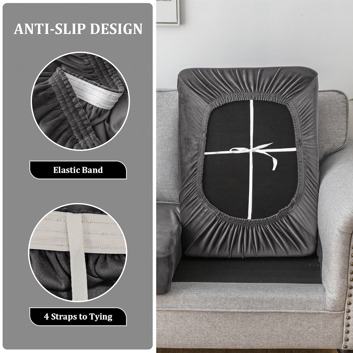 10 Pieces Sofa Cushion Covers for U-Shaped Modular Sectional Couch with 4 Seat 4 Back 2 Arms, Stretch Velvet Upholstered Covers for Sofa Bed with Deep Double Chaise 2026 - $132.99 –P5