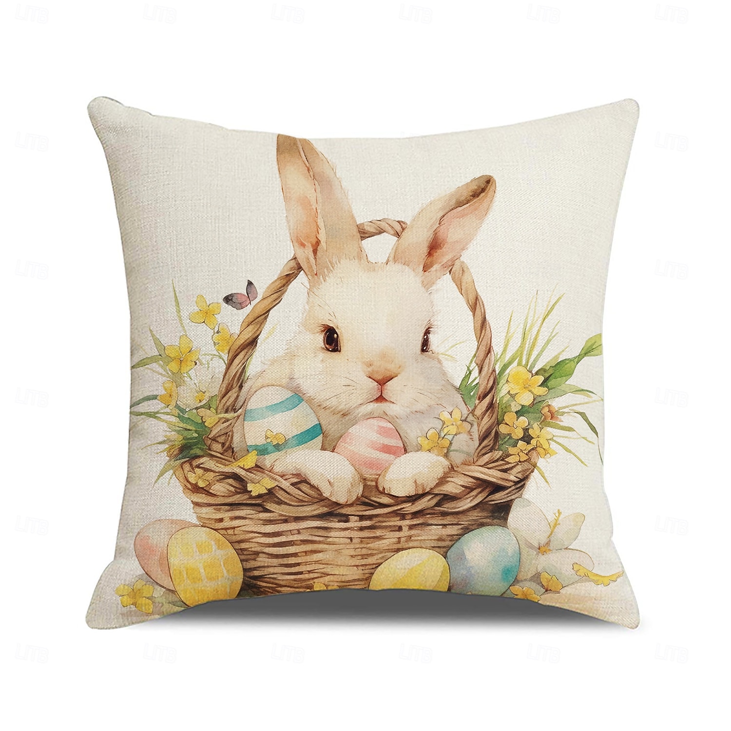 Set of 4 Easter Happy Egg Bunny Pillow Covers Linen Throw Cushion Covers Spring Holiday Decorative Sofa Pillow Covers 2026 - $17.99 –P4