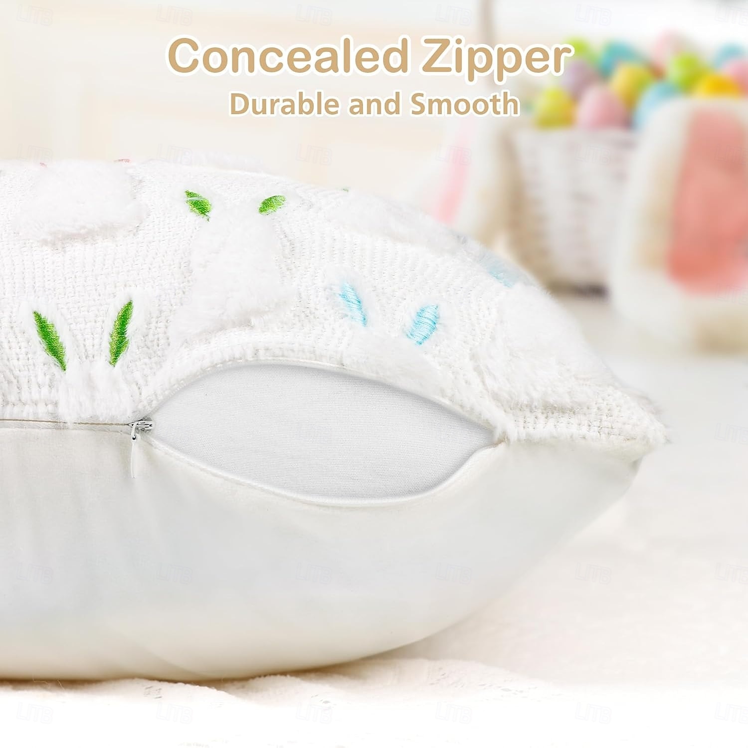 1pc Easter Pillow Covers 18" x 18" , Easter Decorations Cute Soft Plush Bunny Throw Pillow, Spring Farmhouse Decorations for Home Sofa Couch Living Room Bedroom 2026 - $15.99 –P5