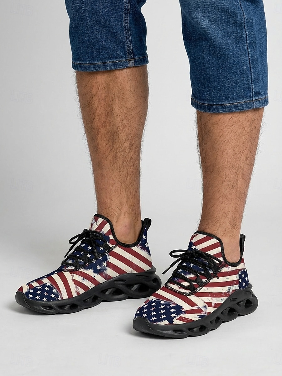 USA:s 250-årsjubileum Herr America atletiska sneakers - USA-flagga tryck lätta löparskor Dämpad sula patriotiska träningsskor för 4 juli firande parader 2026 - $42.99 –P2